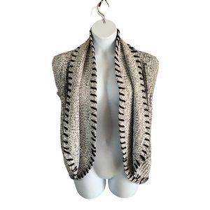 Jenny Women's Sweater Vest Size XL Cardigan Knit Black White Sleeveless Warm